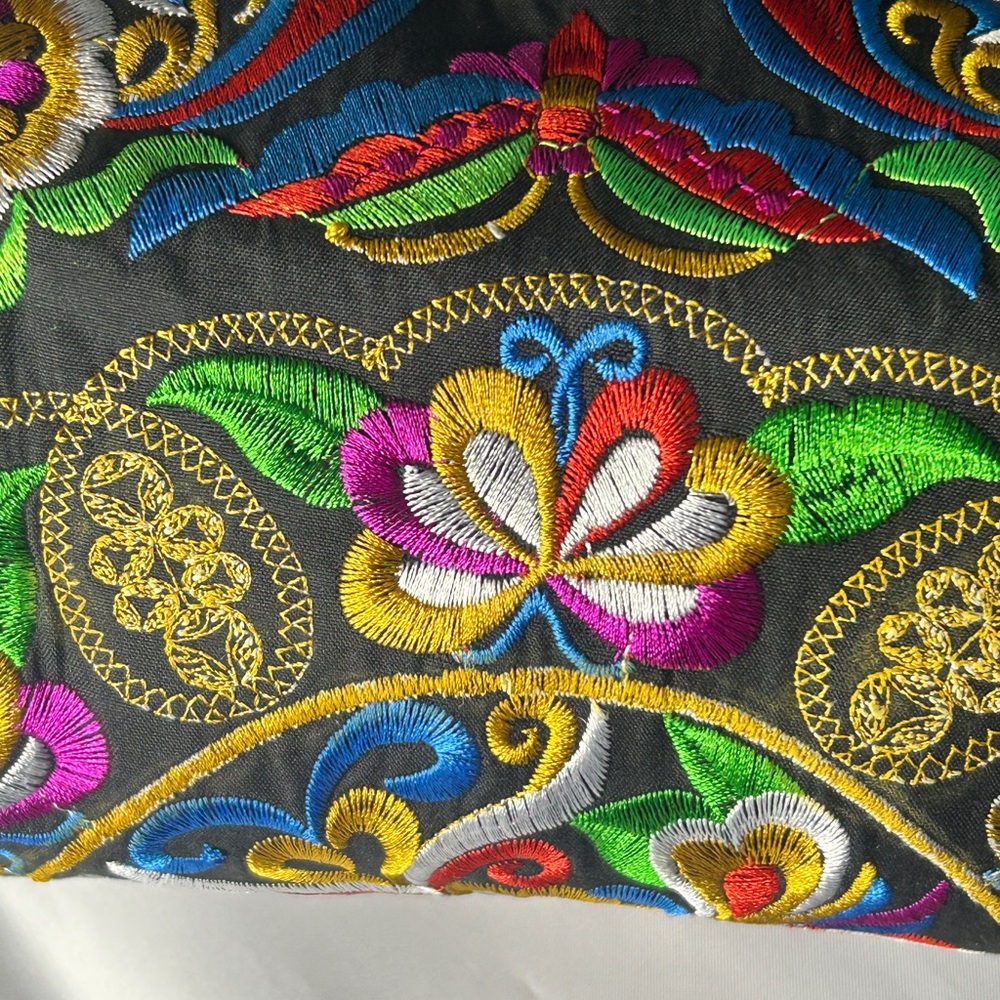 Embroidered Black Floral Women's Crossbody Bag - Picture 13 of 14